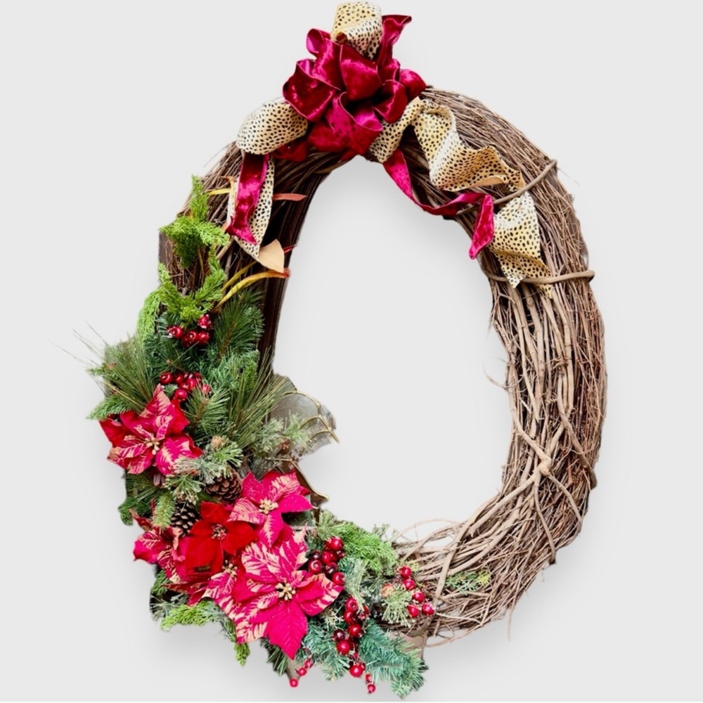 HUGE WREATH Christmas Holiday Front Door Decor Custom High End Animal Print